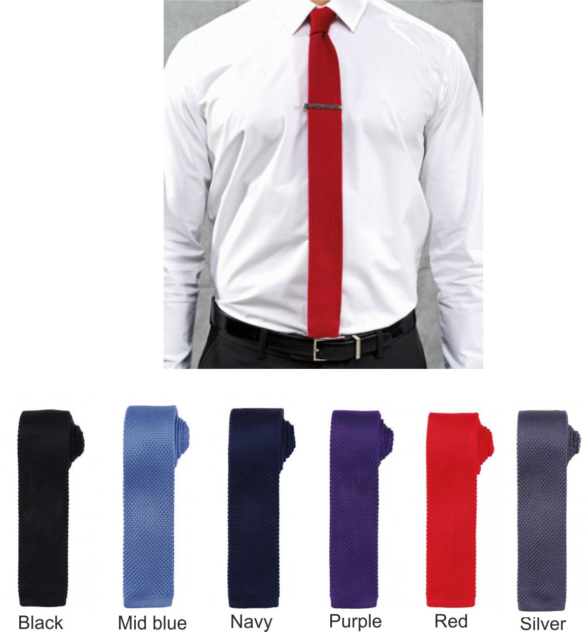 Premier PR789 Slim Knitted Tie - Click Image to Close